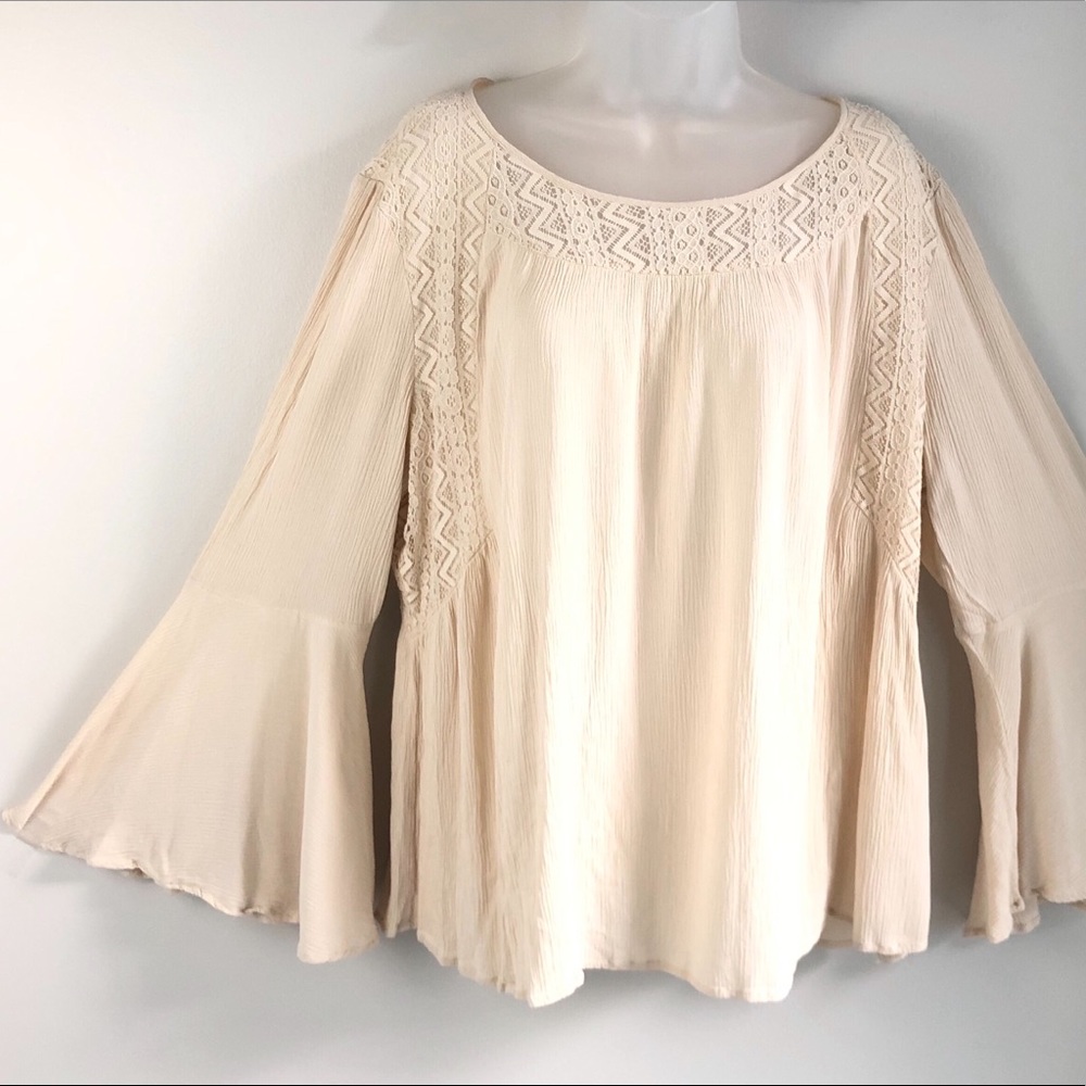CHICOS Blouse Boho Top Ivory XXL/20